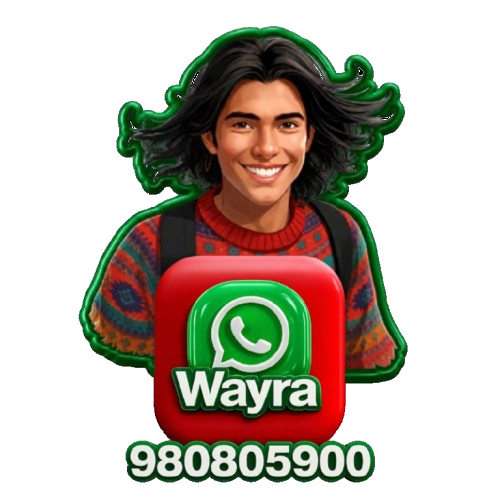 Avatar 3D de Wayra con el ícono de WhatsApp